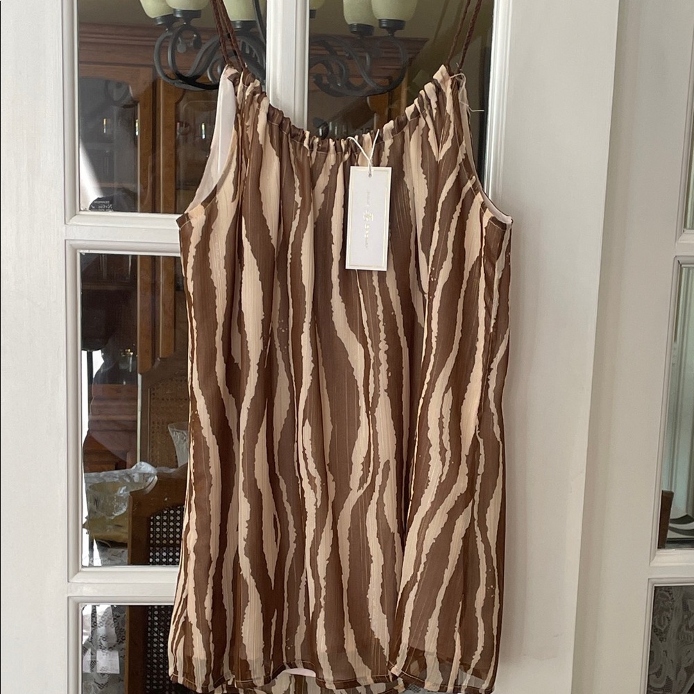 JB by Julie Brown Brown and Cream Printed Slip Dress